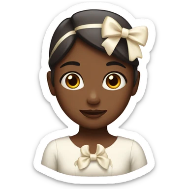 Girl with cream bow sticker