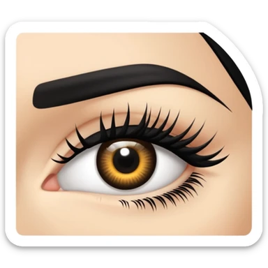 eyelash strip above an open eye sticker