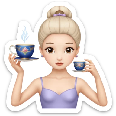 ballerina with a cup head sticker