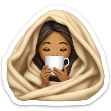 Latina inside a blanket sipping coffee eyes closed sticker
