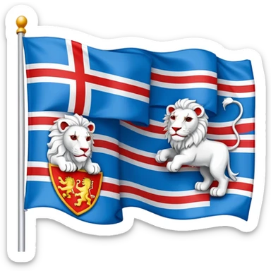 Flag of North Holland with red and blue stripes and white lions sticker