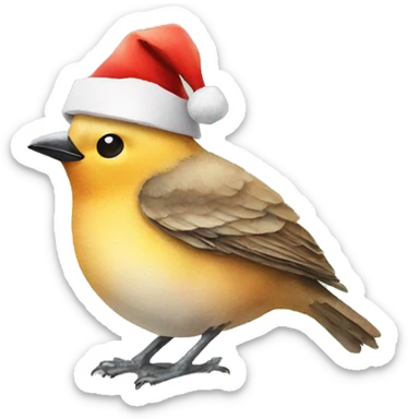 Watercolor Bird with Santa hat sticker