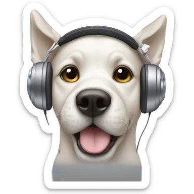 Dog wearing headphones sticker