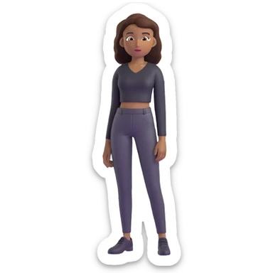 personaje con piel marrón, pelo peinado para el lado, ropa negra, pantalones un poco bajados sticker