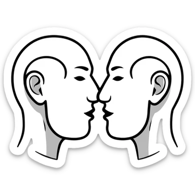 two speaking heads facing each other sticker