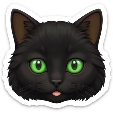 cute black cat with green eyes sticker