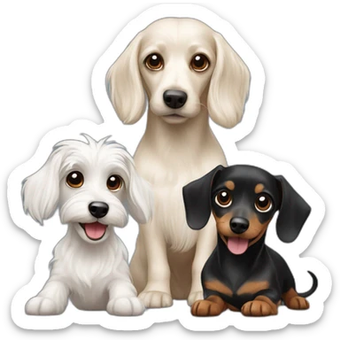 maltese and dachshund dogs sticker