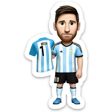 Messi vestido con la camiseta de argentina, levantando la copa del mundo sticker