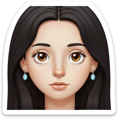 girl with long dark hair light freckles two nose piercings  sticker