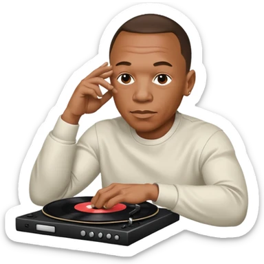 Dr. Dre scratching a vinyl sticker
