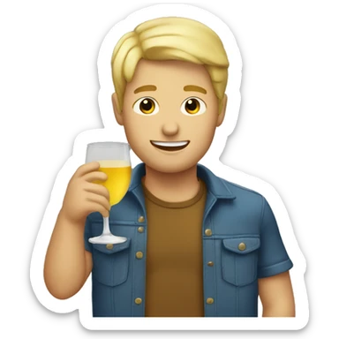 A blonde guy drinking  sticker