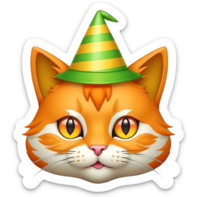 green cat full boy  with party hats sticker