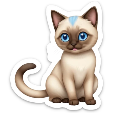 Full body photo of a happy Siamese cat sticker