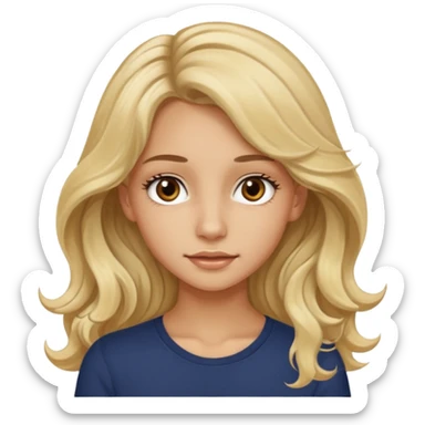 blond long wavy hair, skinny,brown eyes, long eye lashes,tanned, 17 year old girl sticker