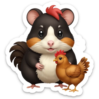 black hamster with chicken sticker