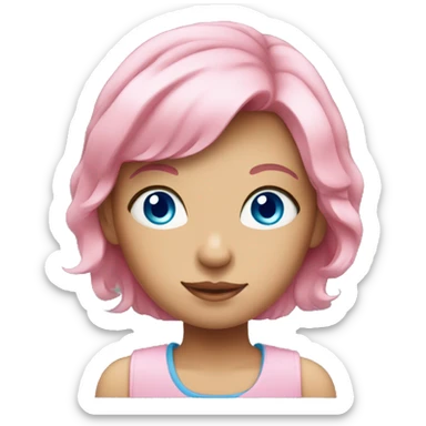 A girl with blue eyes and pink hair sticker