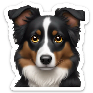 black mini australian shepherd with erect ears sticker