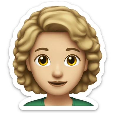 female teacher, medium hair, light brown, green eyes, slim sticker