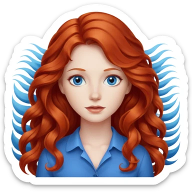 long redhead wavy hair woman back sticker