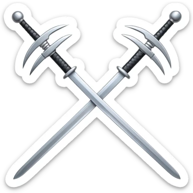 three silver swords, 2 making a X with another on top making a unoutlined sideways bowtie shape. sticker