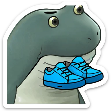  A shark with blue shoes sticker