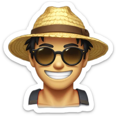 luffy avec des lunettes de soleil qui fait de la musculation  sticker