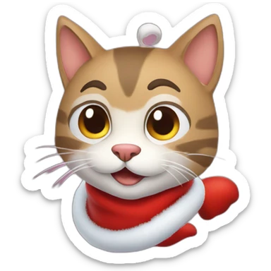 Gato disfrasado de santa claus, gordo y feliz sticker