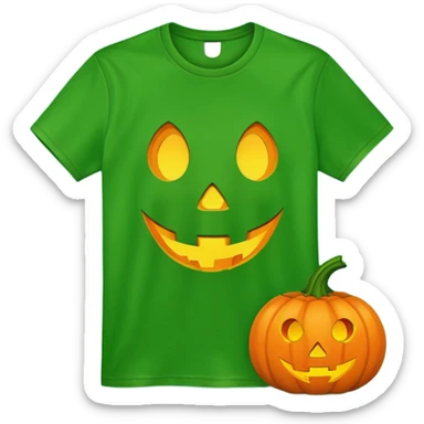 Green t-shirt with a Halloween jack o lantern on it sticker