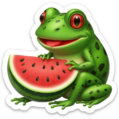 frog eating watermelon sticker