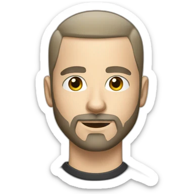 A white man with a buzz faded cut ,beard and mustache playing a ROLAND KEYBOARD sticker