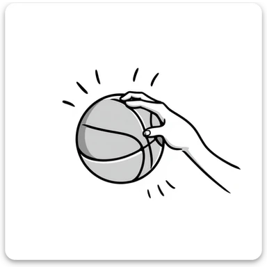 basketball, orange ball, hand drawn doodle style sticker