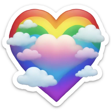 Rainbow heart with clouds around it  sticker