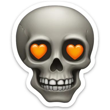 skull with orange heart sticker