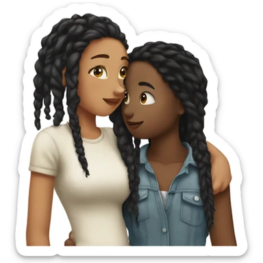 Girl with dreadlocks kissing girl with short black hair sticker