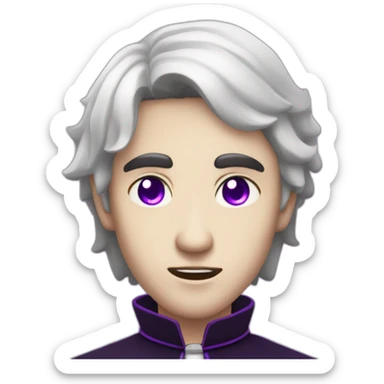 pale handsome angsty vampire priest with short wavy black hair and violet eyes sticker