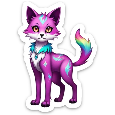 Multicolored Vibrant edgy gothic Falvie-Fionbri-creature-sparkle-feline-fursona, full body, with random markings sticker