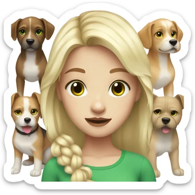 Girl teenage, white pale, blonde hair, green eyes, with dogs  sticker