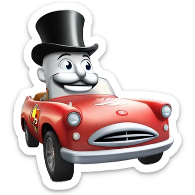 mr.monopoly monopoly go in a disney lightning McQueen car sticker