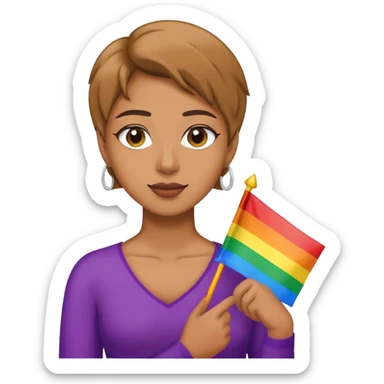 woman with lgbt flag sticker