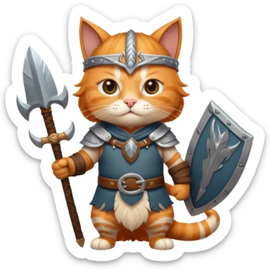 cute ginger cat as a viking warrior, standing in Valhalla sticker