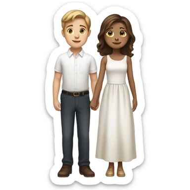 girl in white dress and boy brown hair sticker