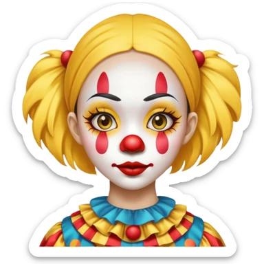 asian girl (yellow and very thin eyes) in clown outfit sticker