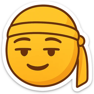 flat toon style yellow slick emoji face wearing a durag sticker