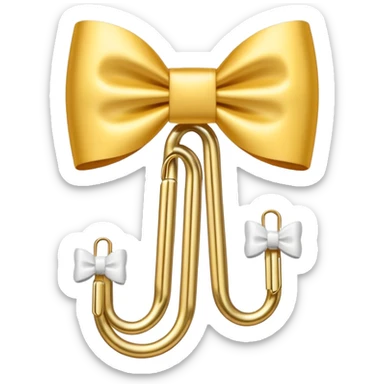 one gold paper clip with one small white bow in the middle sticker