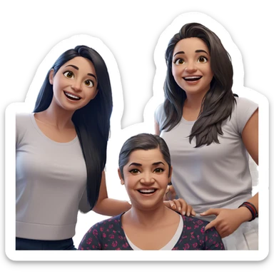 smiling girls by the window sticker