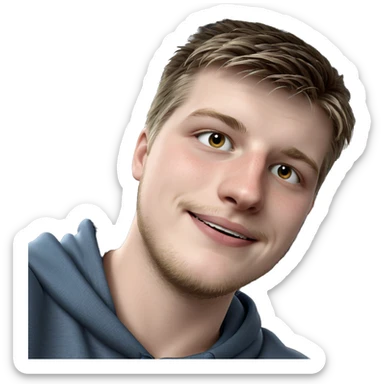 smiling boy in hoodie portrait sticker