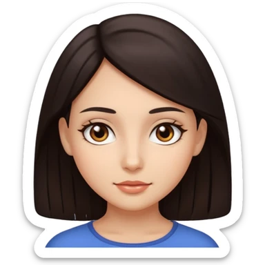 Make an emoji of a girl with smooth, radiant skin, dark hair and brown eyes sticker