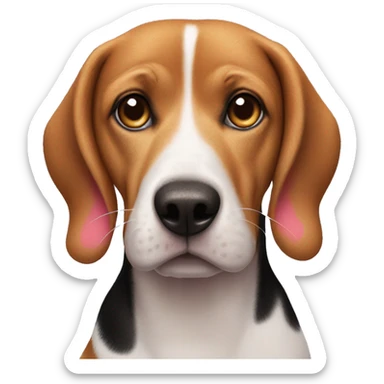 The beagle with pink dots on his nose sticker