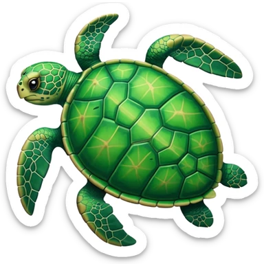 sea turtle, apple emoji style sticker