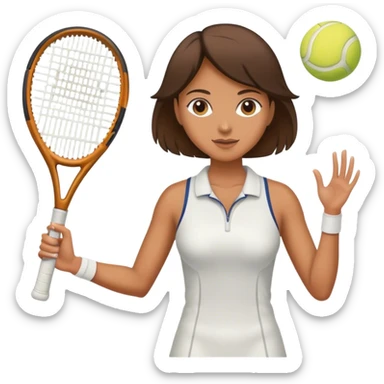 Woman serving with tennis racket sticker